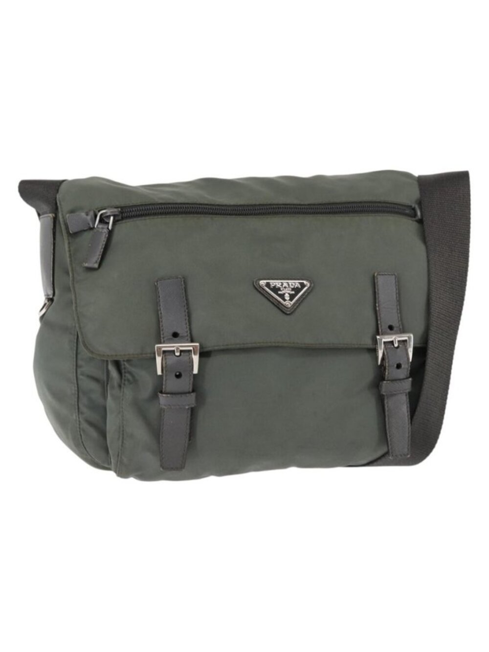 Authentic PRADA Shoulder Bag Nylon Khaki